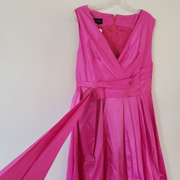 Talbot Runof Silk Taffeta Faux-Wrap Tea-Length Gown Size 12 - Picture 6 of 12